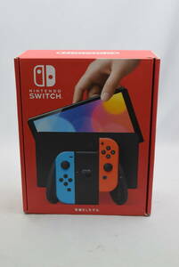 25_MK 764) 【未使用】Nintendo Switch本体(有機ELモデル) Joy-Con(L)ネオンブルー/(R)ネオンレッド 