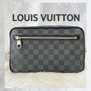 【美品】Louis Vuitton　ルイヴィトン　ダミエ・グラフィット　ポシェット　カサイ　セカンドバッグ　ブラック系　491