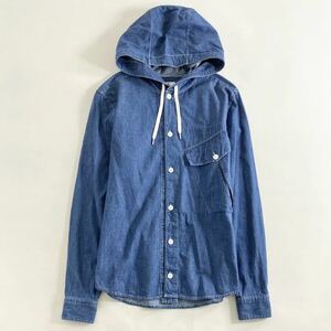 ○ 68L2《美品》フランス製 HERMES エルメス セリエボタン デニムシャツパーカー 37《14 1/2》 インディゴ INDIGO DENIM PARKA タグ付き