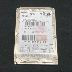 2.5インチ 9.5mm 80GB 回転数5400rpm IDE接続 健康状態正常 ★ 富士通 MHT2080AH 使用時間3119時間 #5-092