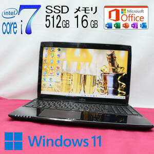 ★中古PC 最上級4世代4コアi7！新品SSD512GB メモリ16GB★AH53/M Core i7-4702MQ Webカメラ Win11 MS Office2019 Home&Business★P68877