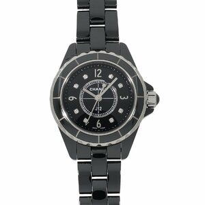 シャネル J12 ブラックセラミック 29MM H2569 ブラック×8Pダイヤモンド レディース 中古 送料無料 腕時計