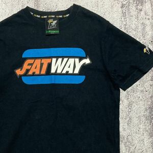 ★ FAT エフエイティー FATWAY パロディ プリント Tシャツ サイズ約L ブラック★ストリート supreme stussy palace 古着 企業 apple