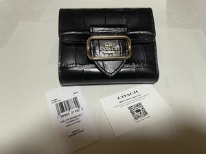 COACH★新作クロコ調 スモール モーガン ウォレット CM263 BLACK 新品