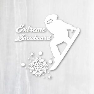 送料無料◆Extreme Snowboard エクストリームスノーボード カッティングステッカー◆ホワイト◆10×10cm｜超防水 屋外使用可【C106】
