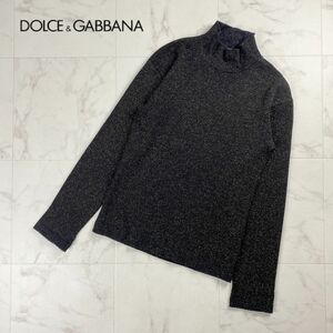 美品 Dolce & Gabbana ドルチェ&ガッバーナ ラメハイネックニットトップス レディース 黒 ゴールド サイズ2*OC738