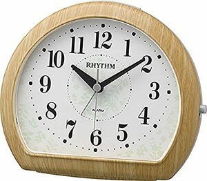 リズム(RHYTHM) 目覚まし時計 アナログ 連続秒針 和室 に良く合うデザイン 茶 (薄茶木目仕上) ブラウン 13.0×15.0×8.3c