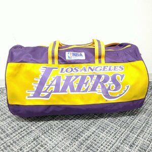 (^w^)b 80s 90s ヴィンテージ ロサンゼルス レイカーズ NBA LAKERS オフィシャルグッズ ボストン バッグ バスケ 旅行 黄紫 B0348wE