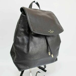 正規品 ケイトスペード Kate spade リュック バックパック Backpack 内張り総ロゴ オールレザー All Leather 革 黒 Black Authentic Mint