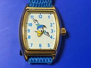 Disney ディズニー ドナルドダック デザイン 青革ベルト DND-SQUARE06-WH-BL 腕時計 展示品未使用
