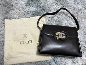 GUCCI グッチ ヴィンテージ オールドグッチ ハンドバッグ本革 茶