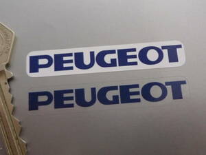 送料無料 Peugeot Blue Text Oblong Sticker プジョー ステッカー シール デカール ホワイト&クリア 2枚セット 65mm × 10mm