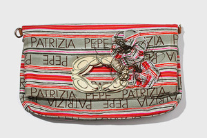 PATRIZIA PEPE パトリツィアペペ ボーダー ロゴ コサージュ付き 2WAY クラッチ ショルダー バッグ /◆☆