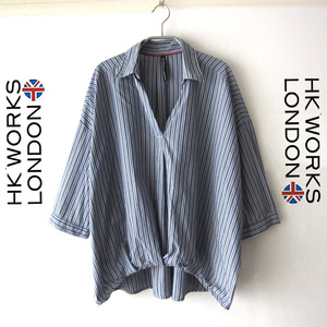 美品　HK WORKS LONDON／コシノヒロコ★　ストライプ　七分袖シャツ