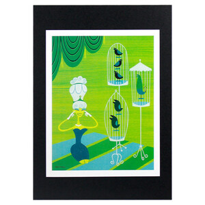 ハワイアンポスター ハワイアンシリーズ Z-508 Shag Art Print Green Wahine アートプリントサイズ：縦27.3×横20.9cm