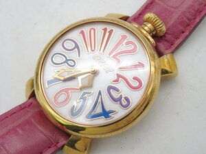 1円◆稼働◆ ガガミラノ マヌアーレ40 シルバー クオーツ メンズ 腕時計 M45101
