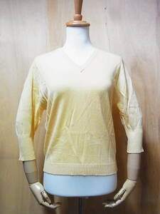綺麗 正規品 BALLANTYNE バランタイン スコットランド製 シルク＆コットン ニットセーター 黄色 サイズ3