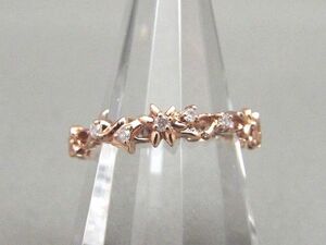 1円〜!! agete/アガット K10 フラワーモチーフ ダイヤモンド 0.05ct リング/指輪/アクセサリー 11号 【7227y1】