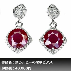 【1円新品】イケゾエガレ｜6.00ct 天然ピジョンブラッドルビー ダイヤモンド K14WG仕上ピアス｜作家モノ｜本物保証｜NGL鑑別対応