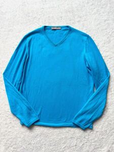 Cruciani size44 イタリア製 コットンVネックセーター メンズ ブルー クルチアーニ 青