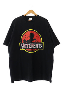 ヴェトモン ベトモン VETEMENTS 21AW WILD UNICORN TEE ワイルド ユニコーン ロゴ 刺繍 プリント 半袖 Tシャツ UA52TR320B S 黒 ブラック