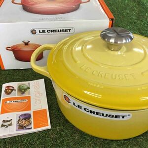 GX2214 LE CREUSET ル・クルーゼ 両手鍋 ココット ロンド 21177-24cm ホーロー鍋 料理 調理器具 イエロー 箱汚れ有り 未使用 保管品 鍋