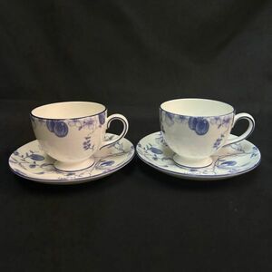 DDc027Y06 WEDGWOOD ウェッジウッド ブループラム カップ＆ソーサー Bone China MADE IN ENGLAND 2客セット 食器 まとめ