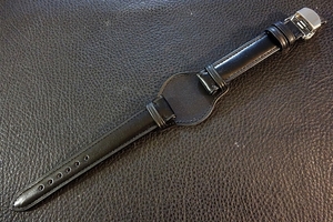 ◆台座付 D-Buckle Vintage Belt◆国産本牛革カーフ Custom Order(台座SIZE/BUCKLE COLOR) 19mm BLACK 受注生産(納期10日前後)腕時計ベルト
