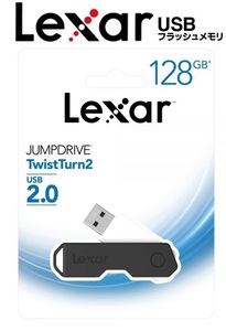 128GB USBメモリレキサー 128GB USB2.0対応 JumpDrive TwistTurn2 回転式 キャップレスUSBメモリ LJDTT2-128ABBK ブラック/ホワイト Lexar