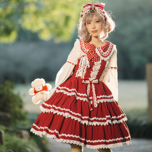 ロリータ ワンピース ジャンパースカート ロリィタ 可愛い 定番 メイド服 プリンセス お姫様 配色 ゴスロリ ゴシック 甘ロリ コスプレ