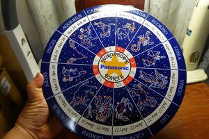 1988年生まれの方へ昭和63年生まれの方へパナソニック壁掛スチール缶貯金箱カレンダーホロスコープダーツ1988 calendar　horoscope　darts