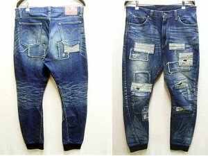 ◇即決[3]glamb 裾リブ Unplugged sarrouel denim アンプラグドサルエルデニム リペア ダメージ クラッシュ リメイク パンツ■3942