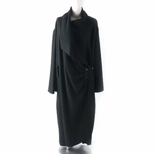 極美品★シャネル 99A P14189 裏地シルク100％ ヴィンテージ ロゴボタン付 アシンメトリー 超ロングコート ブラック 40 仏製 正規品