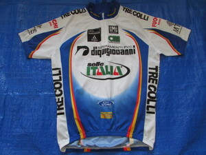 サンティーニ 使用少ない きれい 半袖 サイクル ジャージ Santini サイクリング ジャケット ホワイト/ブルー系 Mサイズ 