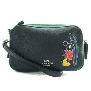 コーチ COACH Disney ミッキーマウス サーフィン ショルダーバッグ レザー コーティングキャンバス モノグラム 紺 マルチカラー 3715