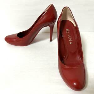 DIANA ダイアナ　ヒールパンプス エナメルパンプス　ヒール9.3cm 24cm レッド　＊DA