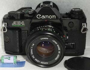 【整備/性能測定済】Canon AE-1 PROGRAM ブラック＋NFD50mmF1.8_ P,S,機能OK(4603344_108)