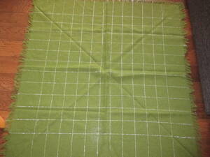 ショール ひざ掛け マフラー 肩掛け 正方形 74×74 マルチカバー used 中古 ウール 抹茶 グリーンティー色 緑色