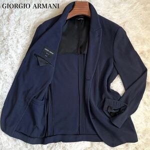 極美品 L~XL GIORGIO ARMANI ジョルジオアルマーニ GINZA メンズ アンコンジャケット テーラード 本切羽 ネイビー 紺 サマージャケット 50