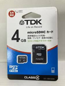 送料無料　4GB　microSDHCカード　TDK　class4　microSDカード メモリーカード SDカード対応アダプター付　・動画 ワンセグ音楽の記録　