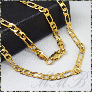 [NECKLACE] 24K GOLD PLATED FIGARO CHAIN 6面カット フィガロチェーン ゴールド ネックレス 4x650mm (10g) 【送料無料】 