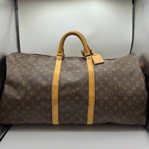 1円 ◎大人気◎LOUIS VUITTON ルイヴィトン ボストンバッグ 旅行カバン モノグラム PVC キーポル60 バンドリエールM41412 ブラウン 総柄