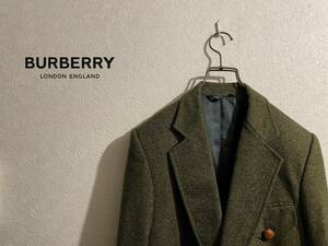 ◯ イタリア製 BURBERRY ツイード ハンティング ジャケット / バーバリー テーラード ウール グリーン 44 Mens #Sirchive