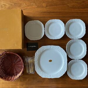 【入手困難】新品未使用　LANCEL ランセル　陶器皿　パーティセット　カゴ　ピック付き　5名様分　正規品