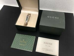 グッチ レディース 腕時計【1500L】クォーツ バングルウォッチ ブラック文字盤 ケース付き ステンレススチール GUCCI