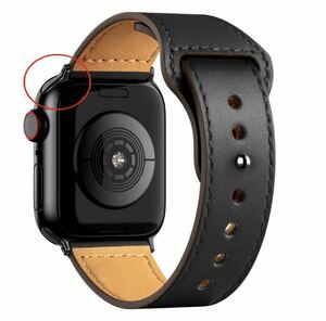 Apple Watch リストバンド 革 ブラック42mm 44mm 45mm