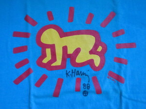 スペシャル！本人直筆サイン入り！ビンテージ ８０S キースヘリング KEITH HARING 両面 プリント Tシャツ VINTAGE DEADSTOCK POP ART 新品