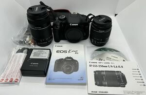 美品 Canon EOS Kiss X5 ダブルズームキット / CANON ZOOM LENS EF-S 18-55mm 1:3.5-5.6 IS II / EF-S 55-250mm 1:4-5.6 IS II【HH117】