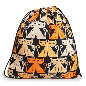 （未使用保管品）ミュウミュウ miu miu キャット 猫 ネコ 巾着 ポーチ ナイロン ネロ アランチオ ブラック オレンジ 黒 5NG005