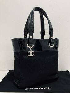 CHANEL ★ 極上美品 シャネル パリビアリッツ 高級ハラコ ファー 毛 トートバッグ ハンドバッグ ブラック レザー バッグ トート 黒 レア